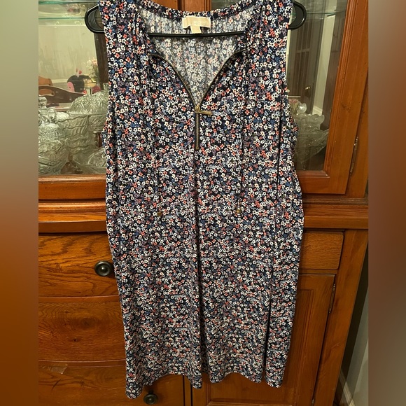 Michael Michael Kors Women’s XL Sleeveless Blue Floral Midi Dress EUC - Picture 1 of 6